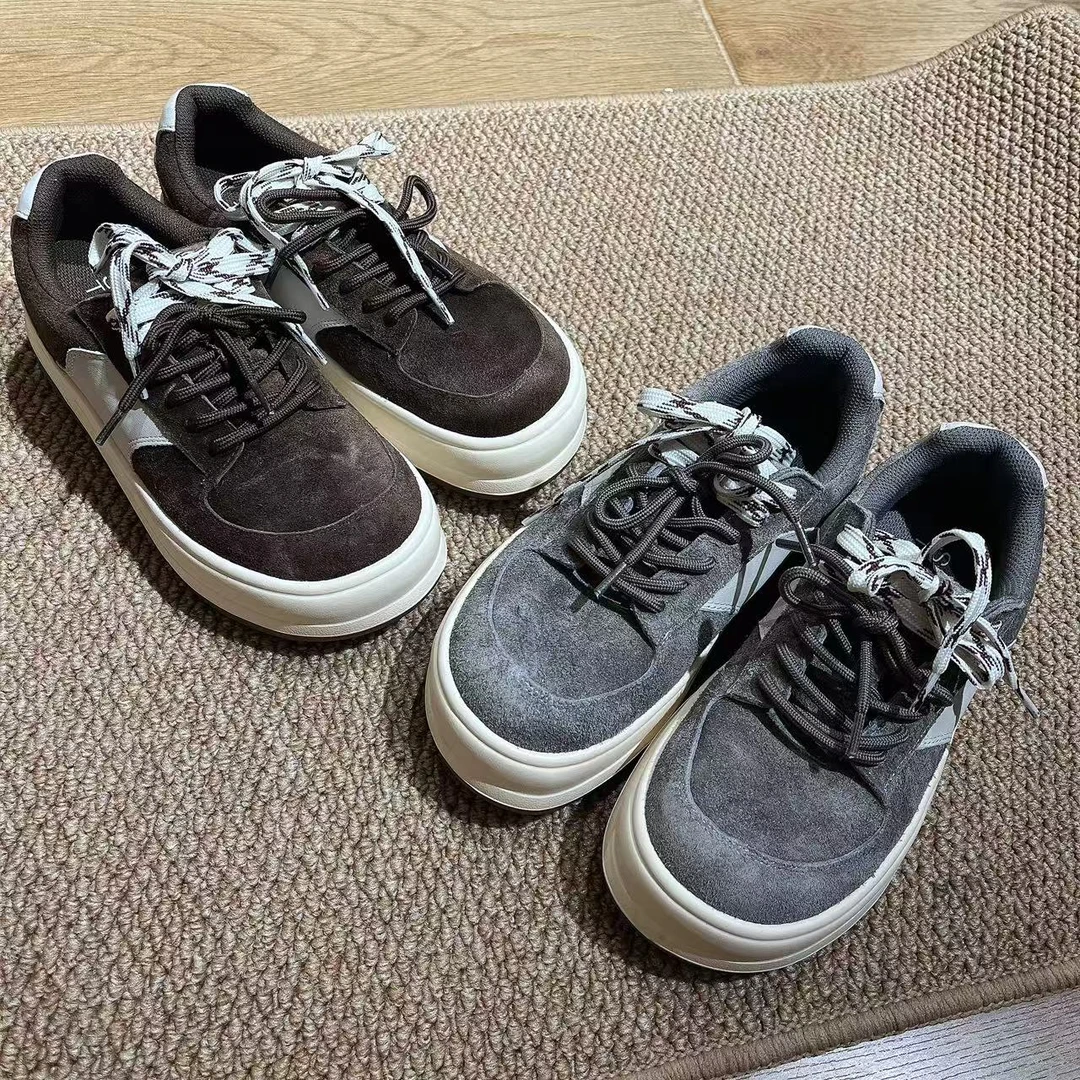 【出游吧】时尚百搭复古高级拼色厚底休闲鞋手工制作介意小瑕疵慎拍