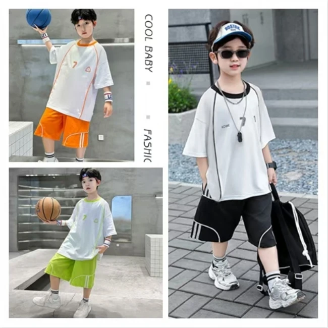 【夏日运动套装】儿童夏季新款球服速干衣套装中大童透气篮球服套装