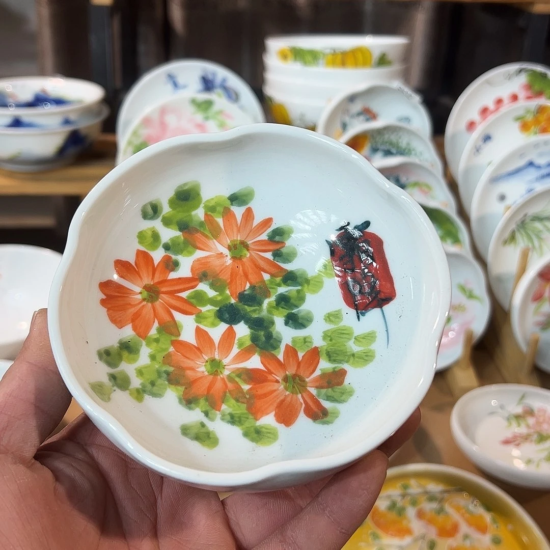 陶瓷景德镇高温釉下陶瓷5寸花口碗