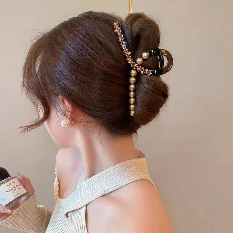 水钻抓夹时尚女高级感发卡后脑勺时尚盘发夹百搭鲨鱼夹大抓夹