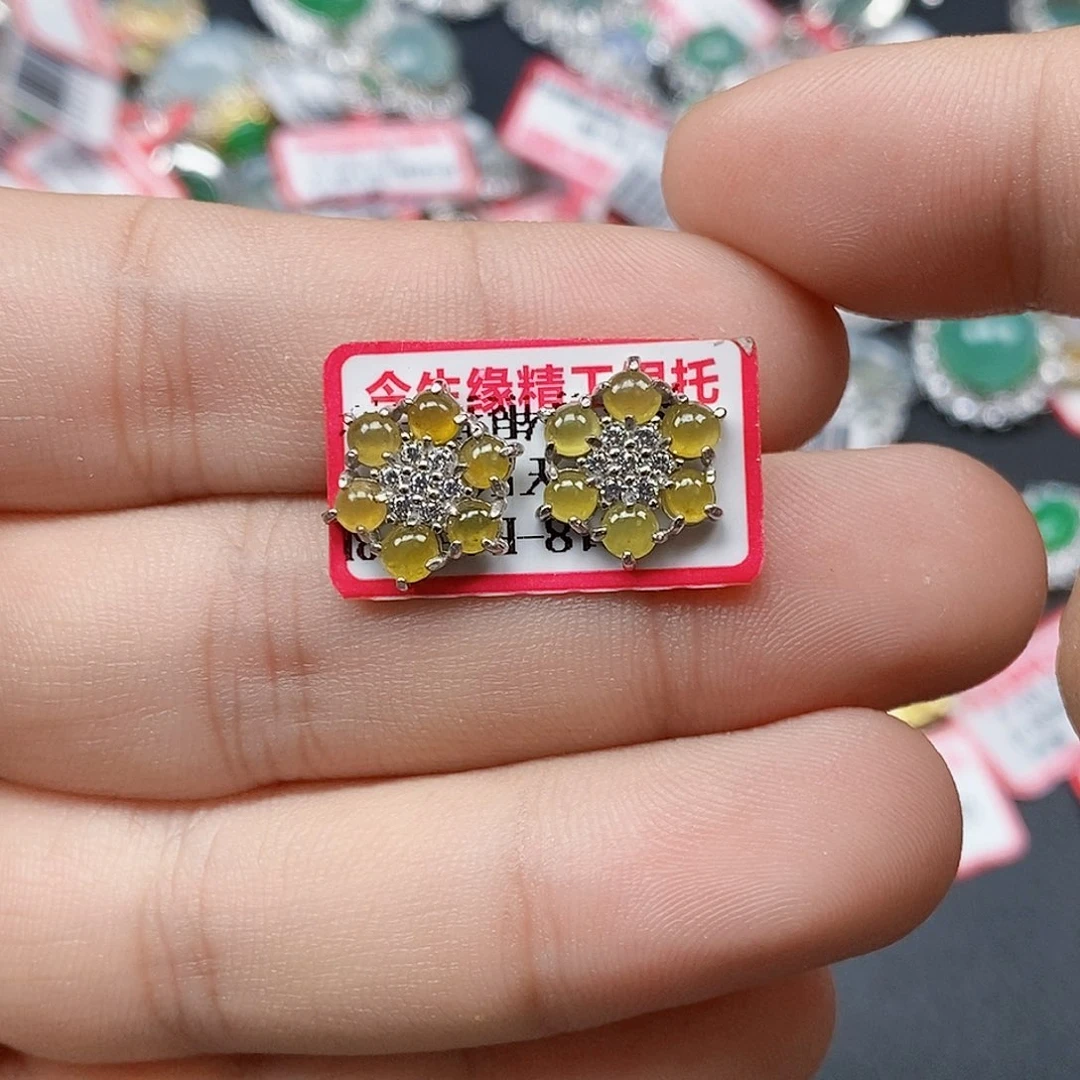 翡翠银S925镶嵌戒指天然A货缅甸翡翠