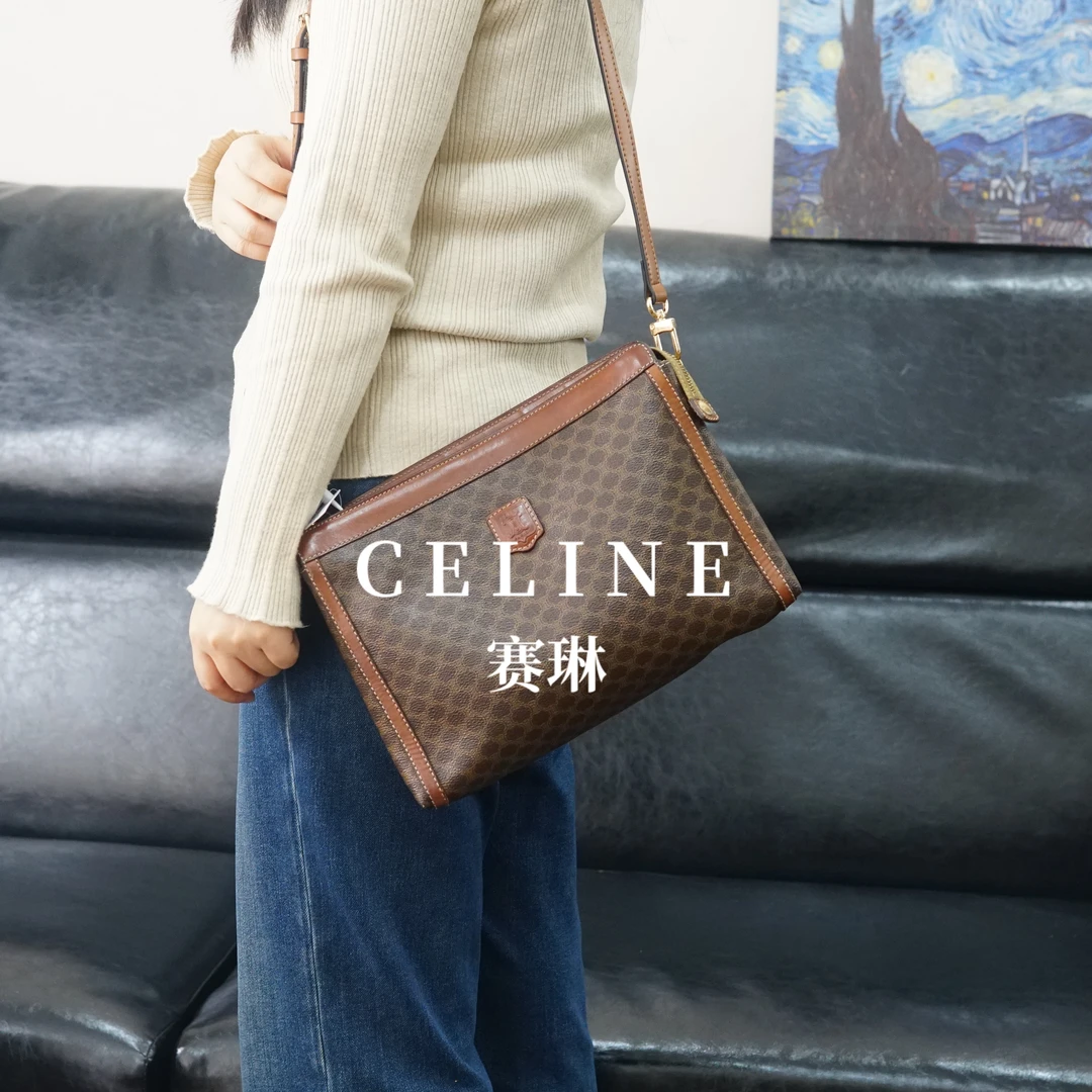 95新 Celine/思琳 老花斜挎包/FYSJ11417558/7558