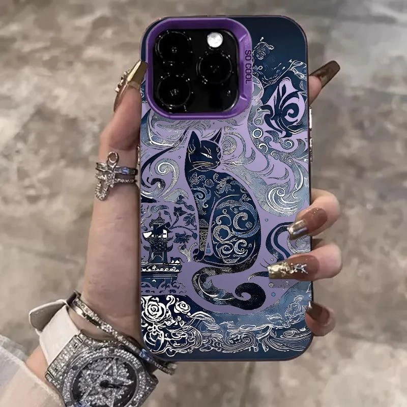 图腾猫咪苹果16Pro手机壳iPhone11小众14/15Plus防摔12男女7/8P潮