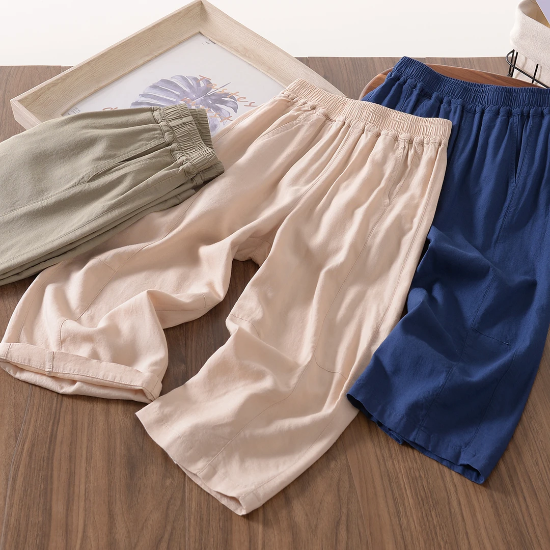 【天然麻系列】童装夏季清凉休闲9分裤中大童柔软百搭直筒裤258XK18