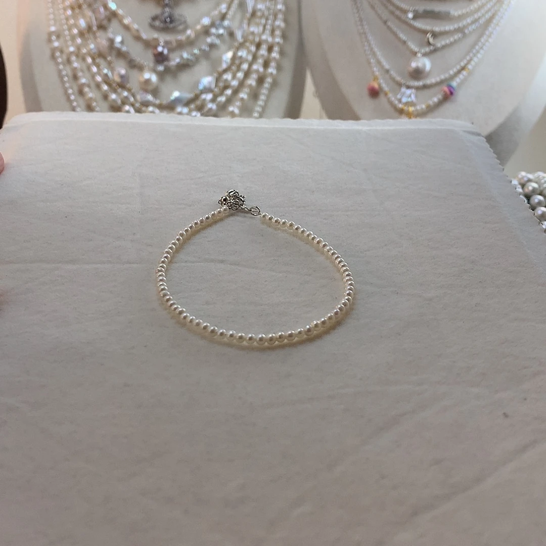 淡水珍珠银S925镶嵌手绳