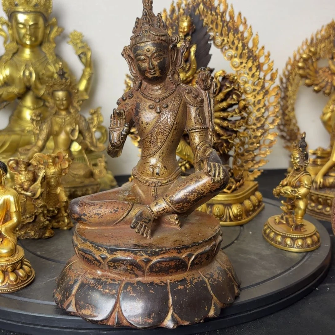 绿度母藏佛黄铜摆件