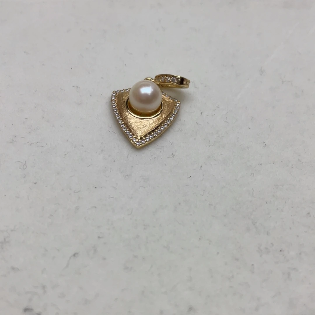 银S925镶嵌海水珍珠吊坠(不含链)