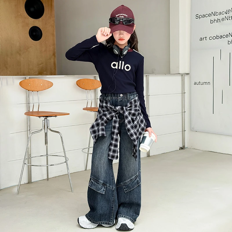 女童春秋款套装2025新款女大童洋气儿童牛仔裤女孩秋装上衣两件套