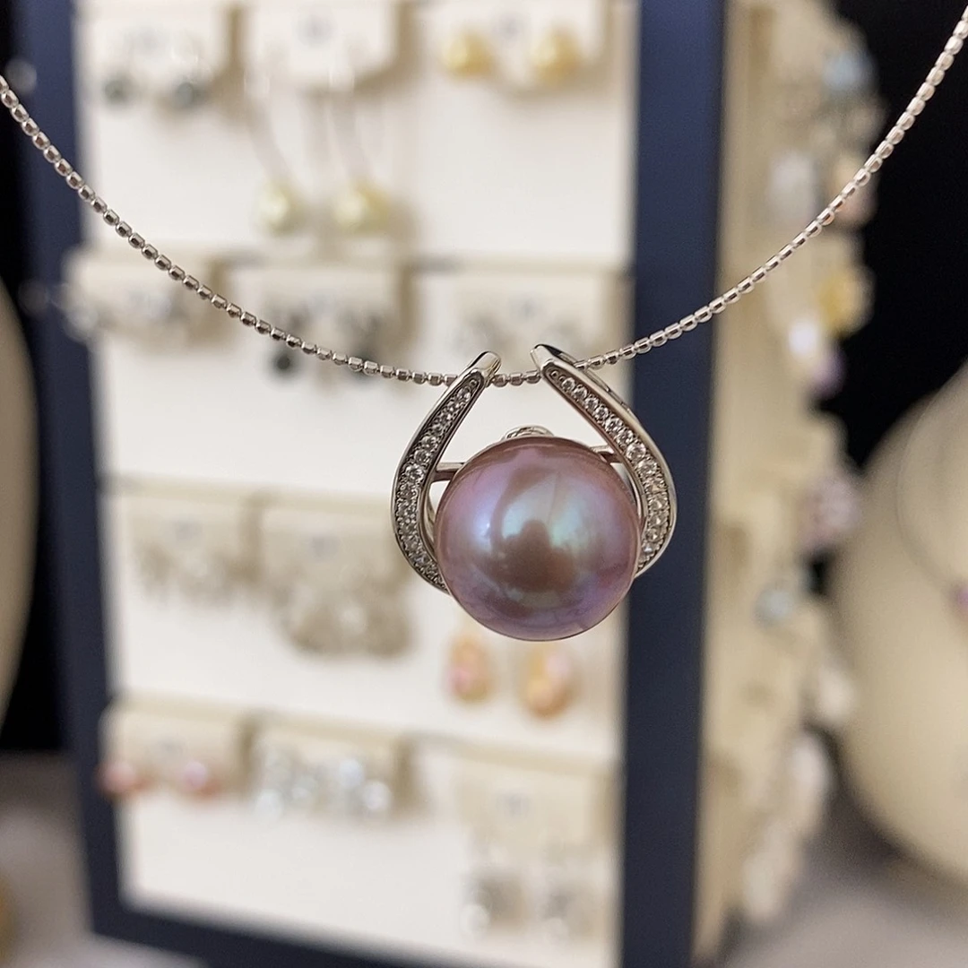 淡水珍珠银S925镶嵌吊坠(赠链)