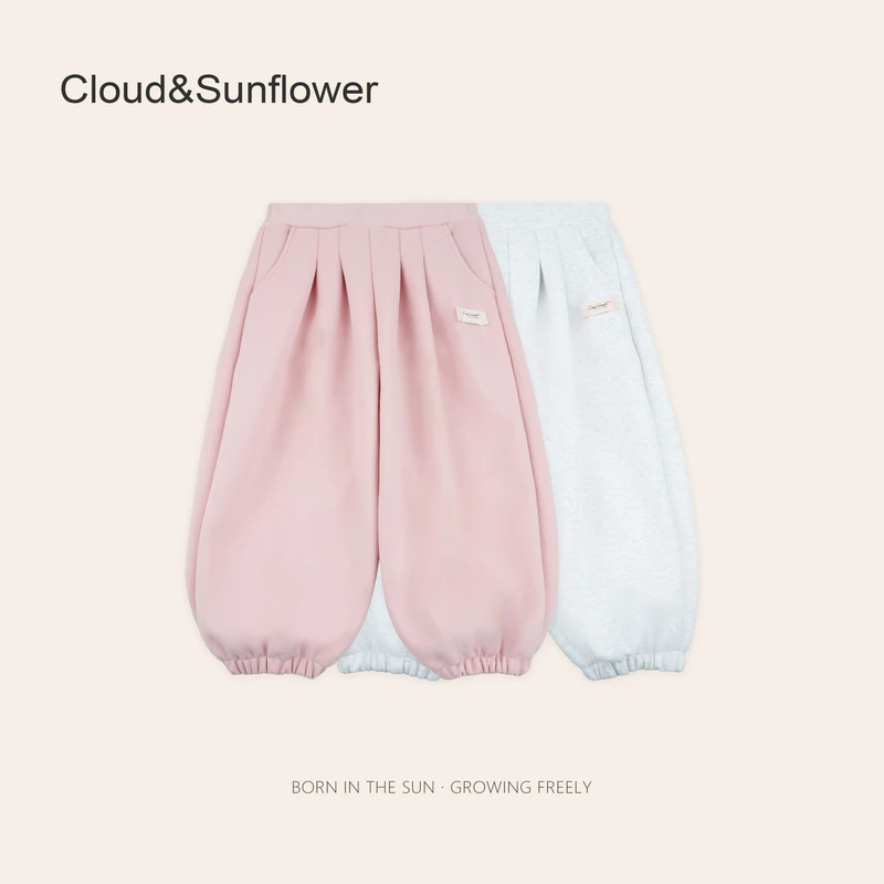 【云朵小葵】女童春季字母贴布纯色休闲束脚裤251376