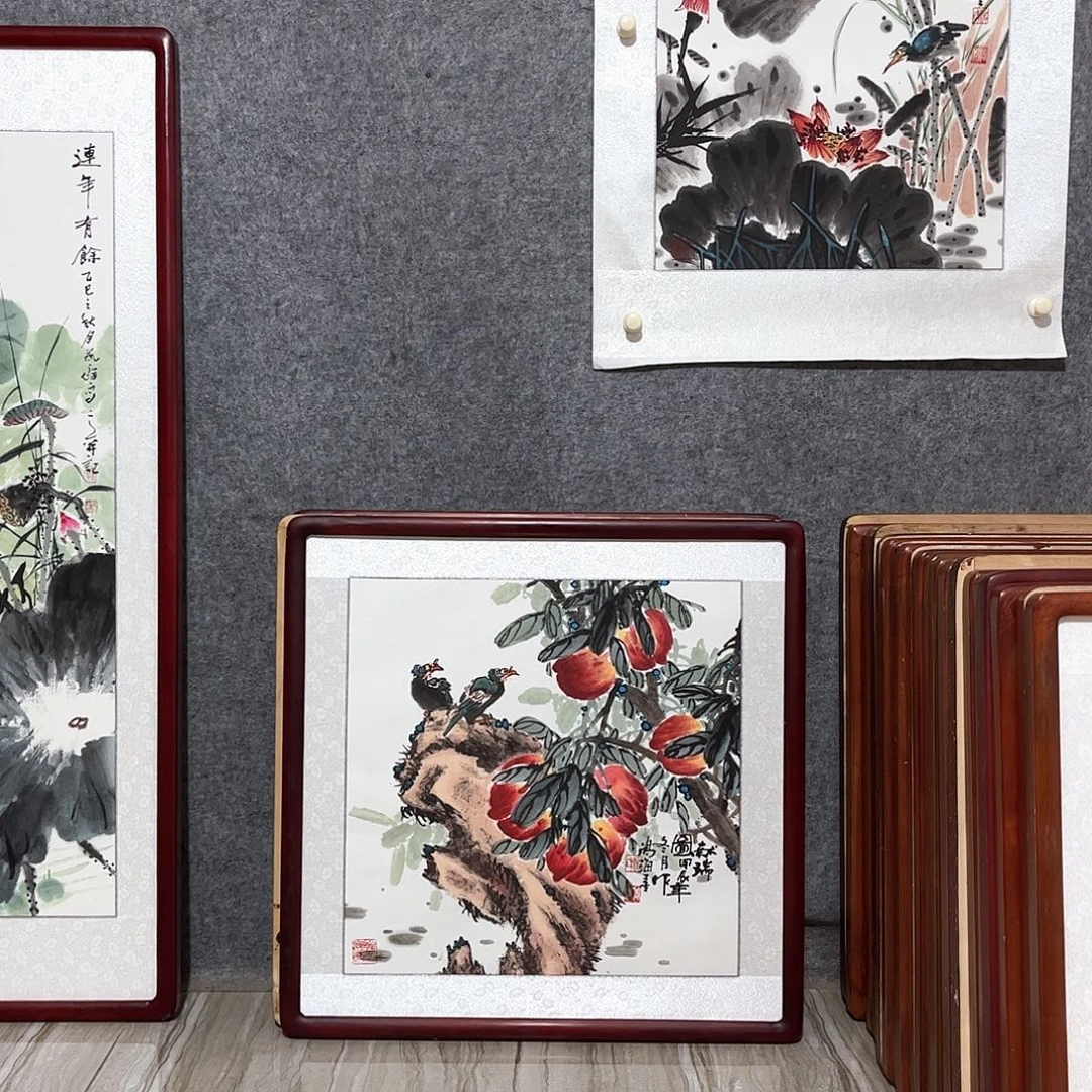 国画书画作品带框63×63