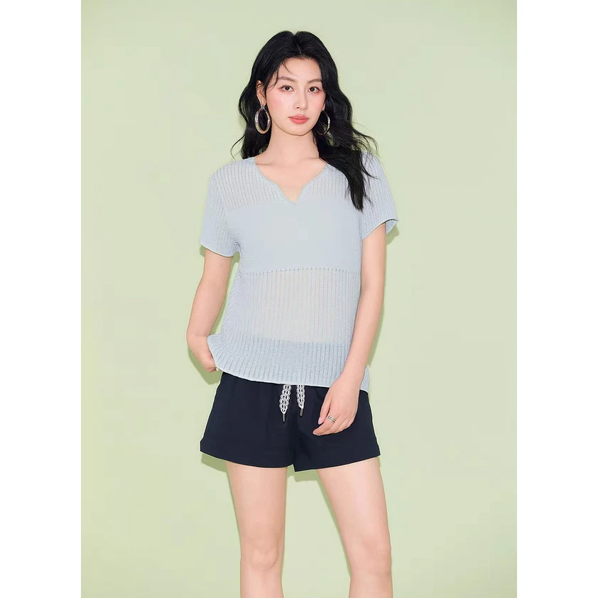 B 门店34&9！椰云T恤」巨抗皱冰感亚麻质感轻薄透气短袖上衣女T4617