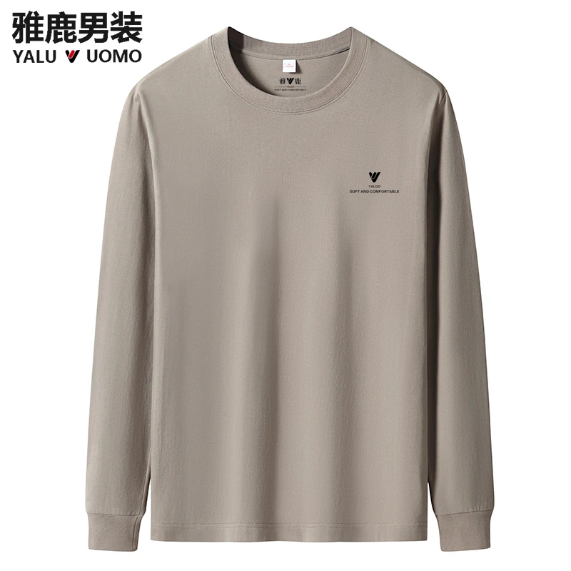 雅鹿男装-6017立体3D标纯棉束口长袖圆领T桖男女同款休闲宽松春季