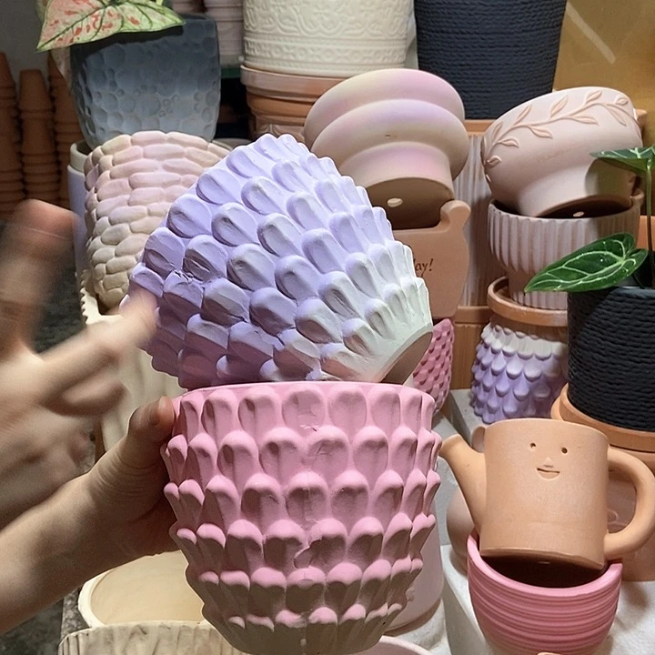 14×13重花瓣 粉+紫 粗陶2个