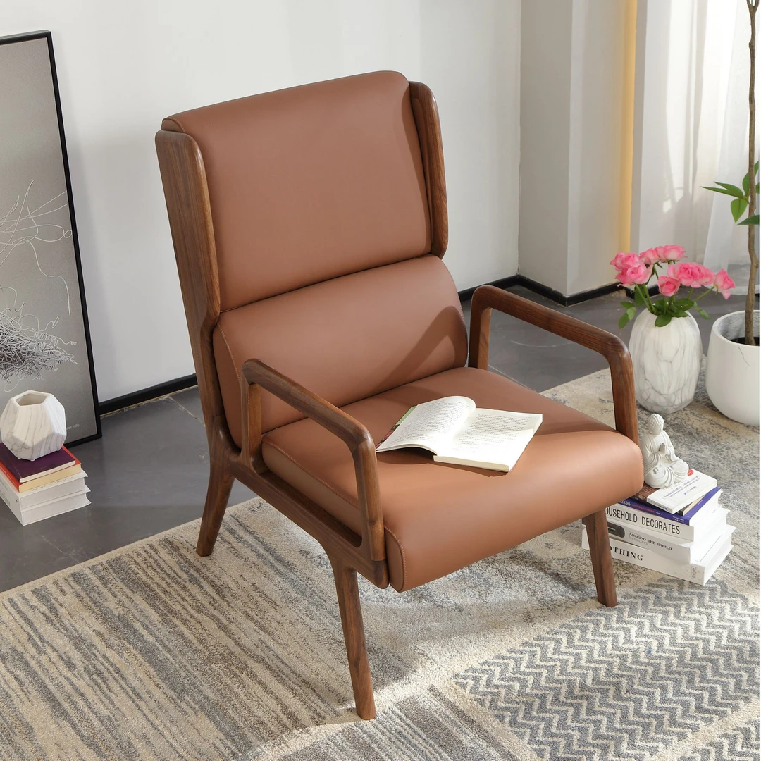 【门店高货】北美黑胡桃木休闲椅实木休闲椅客厅家用简约北欧书房