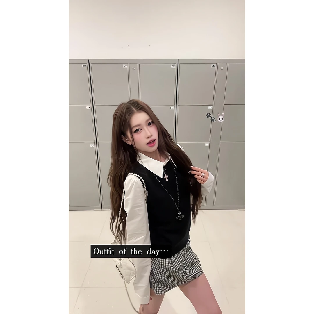 秋季新款美式长袖衬衫马甲背心长裤套装女复古小众波点半身裙短裙