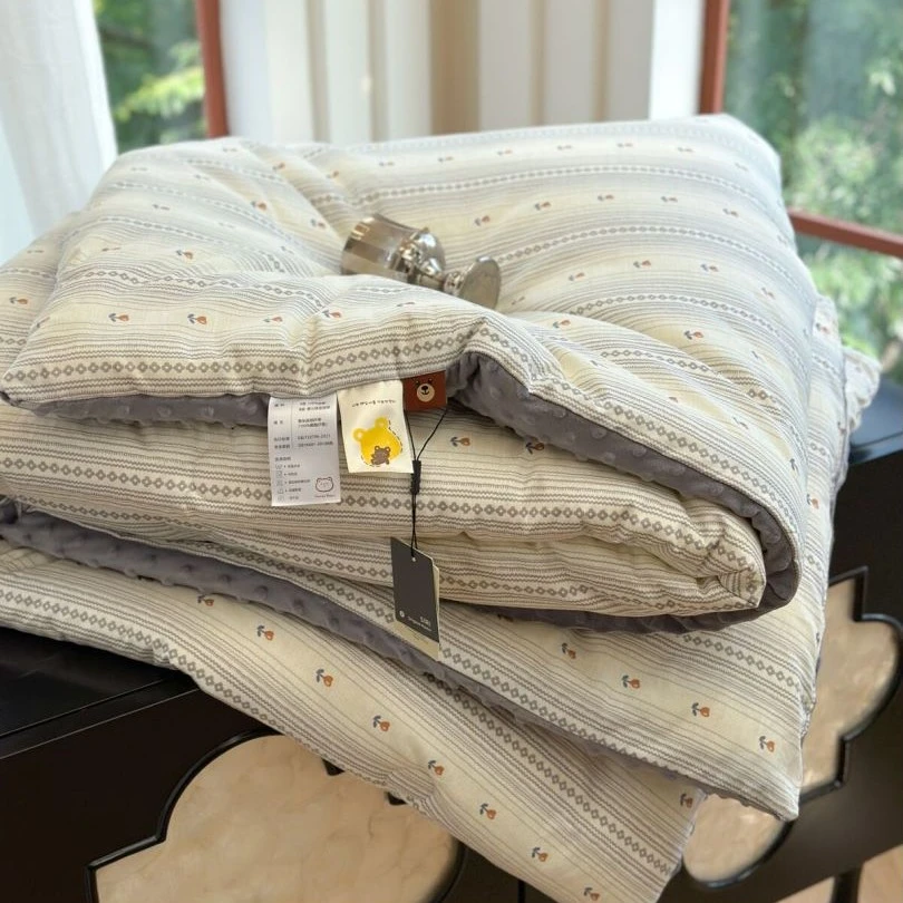 秋冬新款法式田园风全棉豆豆被双人豆豆绒被子2米冬被加厚被芯