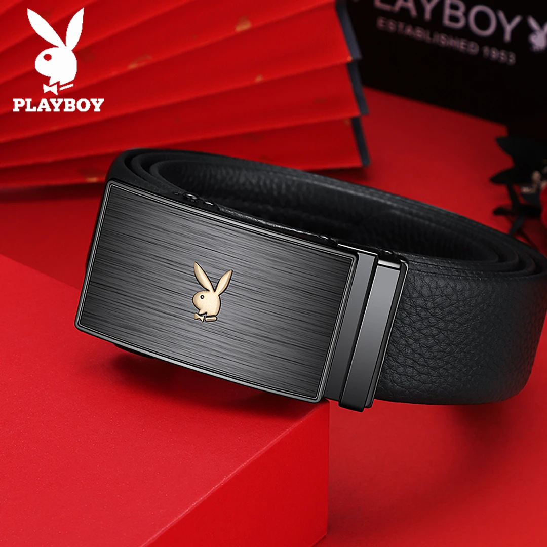 花花公子男款皮带真皮潮流简约百搭裤带头层牛皮七夕节腰带送礼盒