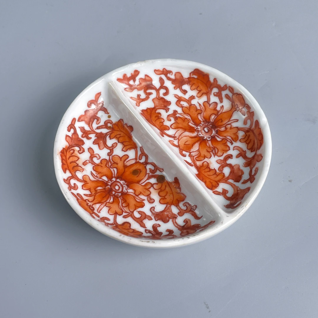瓷器/古董清同治矾红宝相花笔洗-M25DV006036古董/收藏/绣花张
