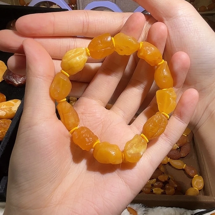 琥珀未镶嵌手链蜜蜡海漂手串