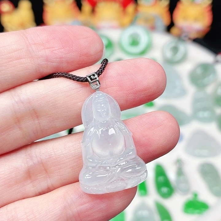 翡翠18K金镶嵌颈饰缅甸天然A货翡翠