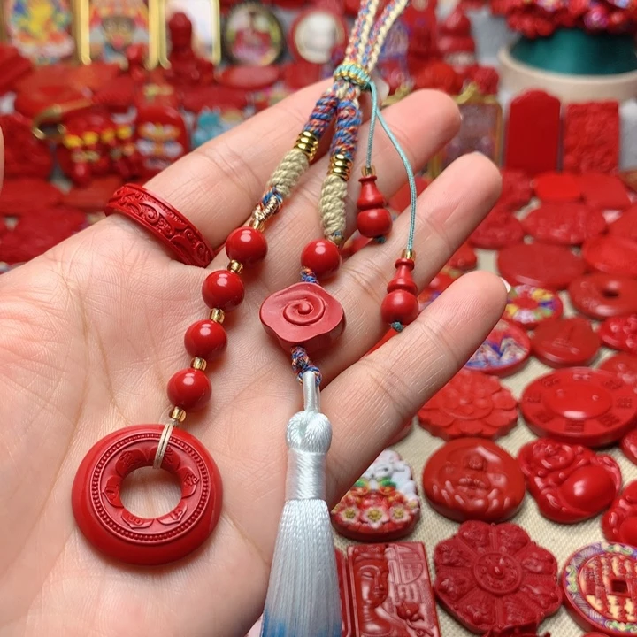 天然辰砂工艺品朱砂包包挂
