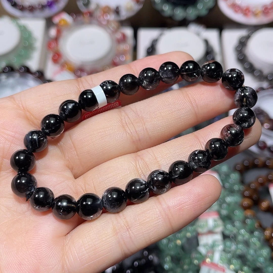 水晶手链未镶嵌黑银钛手串