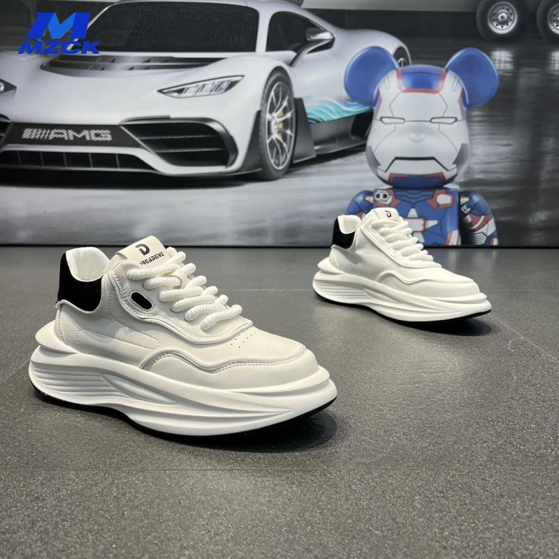 MZCK男士休闲老爹鞋韩版厚底增高皮面小白鞋男士运动透气时尚潮鞋