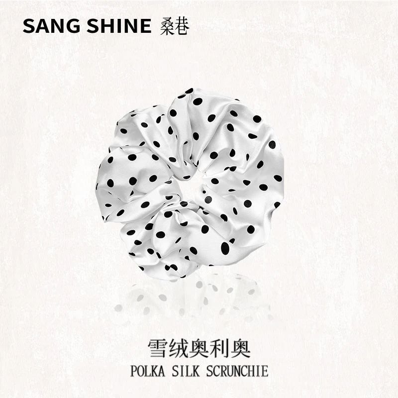 桑巷sangshine小众设计师 100%桑蚕丝大肠发圈6A级黑白波点发绳