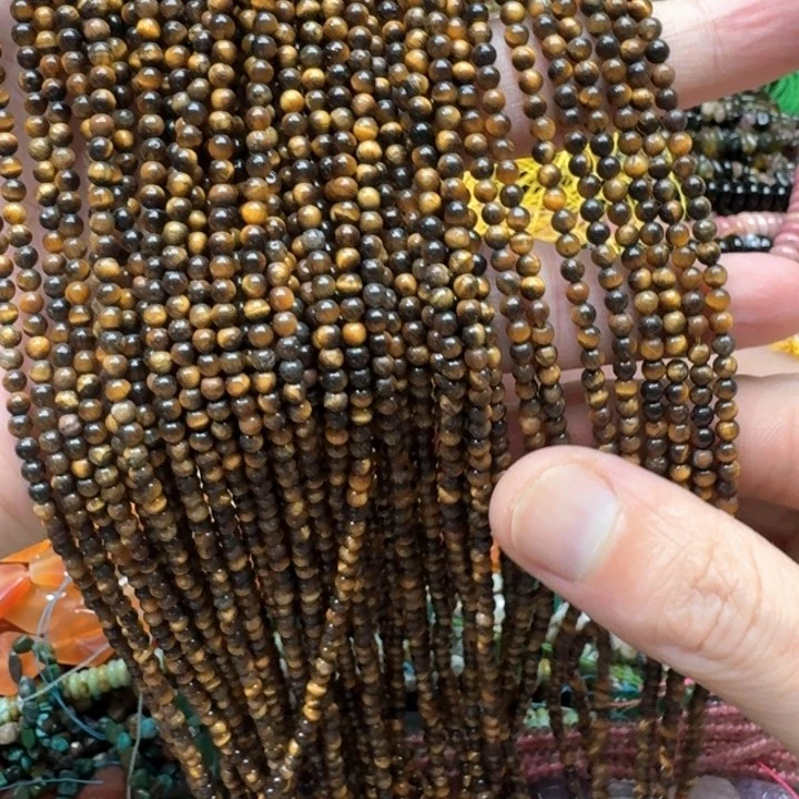 合金玛瑙/玉髓珠宝半成品一条3mm黄虎