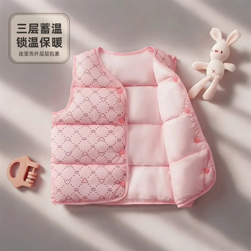 迪士尼儿童马甲男童女童户外休闲保暖可爱卡通童装外套宝宝坎肩