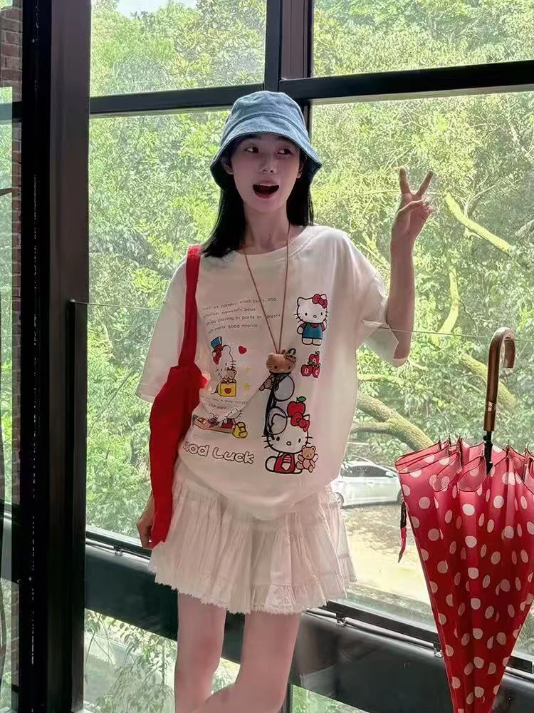 84097 韩系卡通猫猫短袖T（衣长69cm左右）