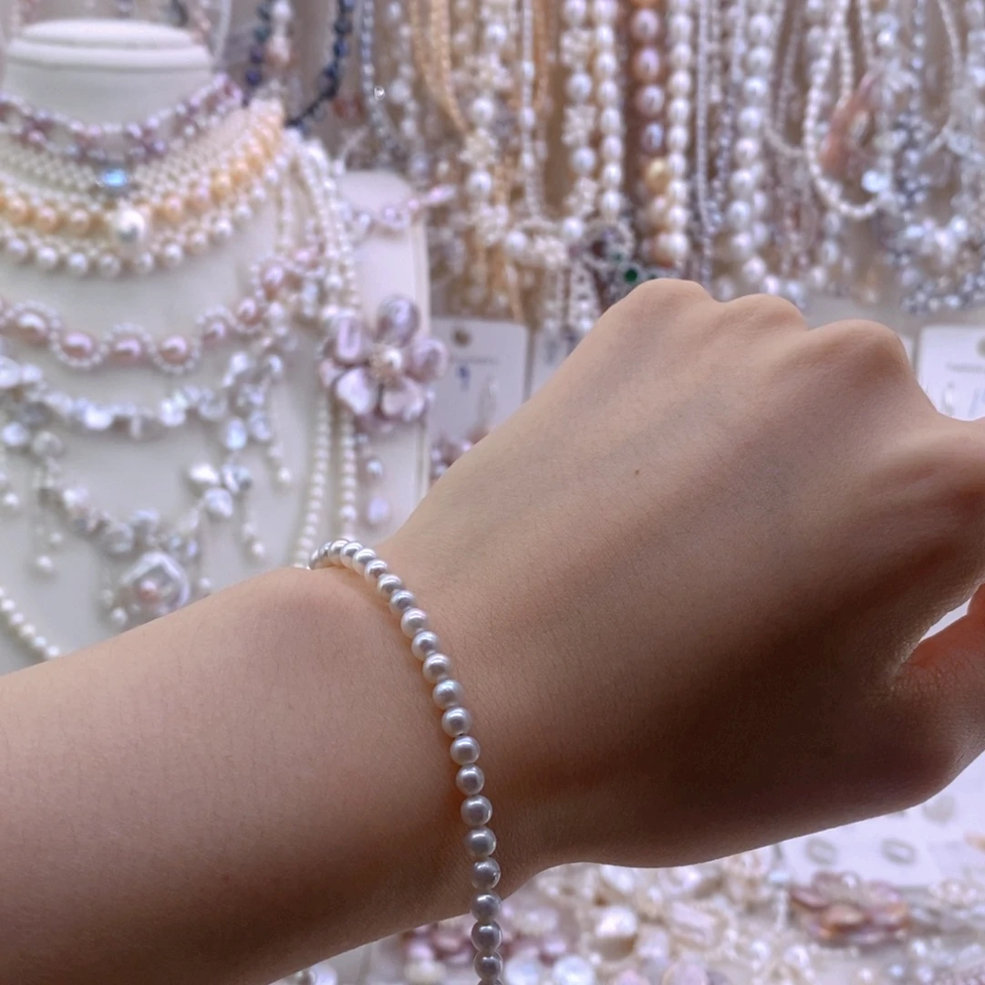 银S925镶嵌手绳淡水珍珠手链