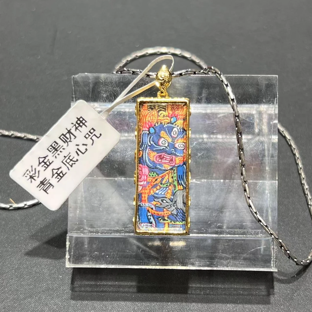 kf103003彩金黑cc双面异形纯手绘唐卡