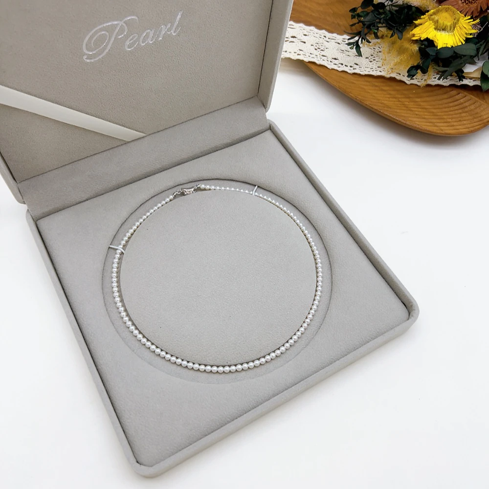 吊坠925银仿珍珠 02880  925银扣头米粒珍珠项链-3mm左右 长41cm