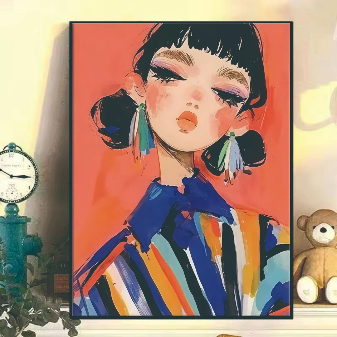 HA25现代风靓丽女孩入户走廊玄关挂画50-70-铝合金