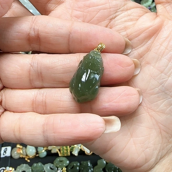 和田玉银S925镶嵌吊坠(不含链)X***X