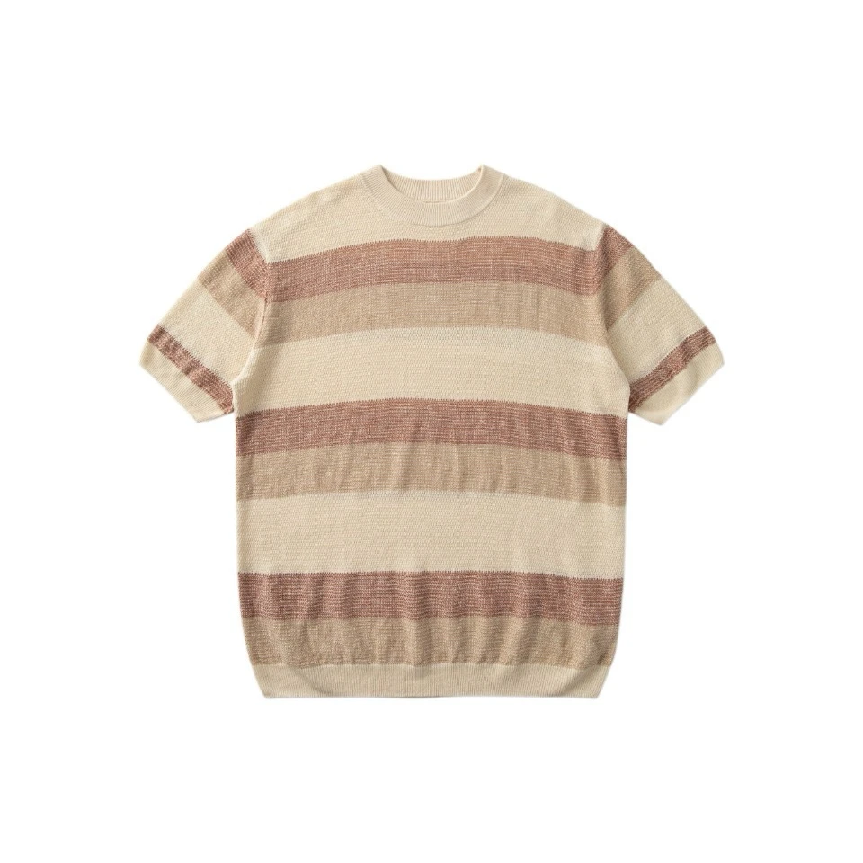 【太阳made专属】L/P三色亚麻短袖条纹老钱风T恤透气轻薄顶奢