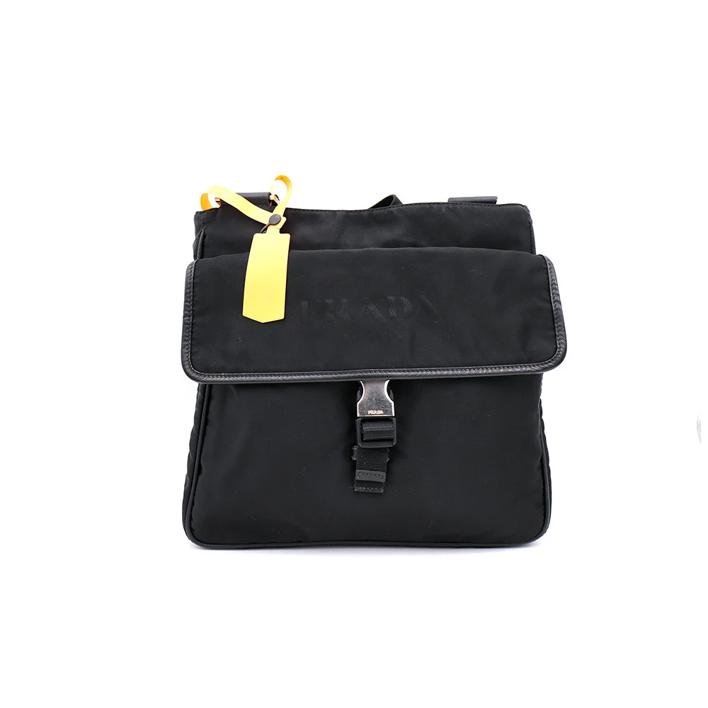 95新 Prada/普拉达 97新闲置 黑银降落伞单肩斜挎包26*25/81403