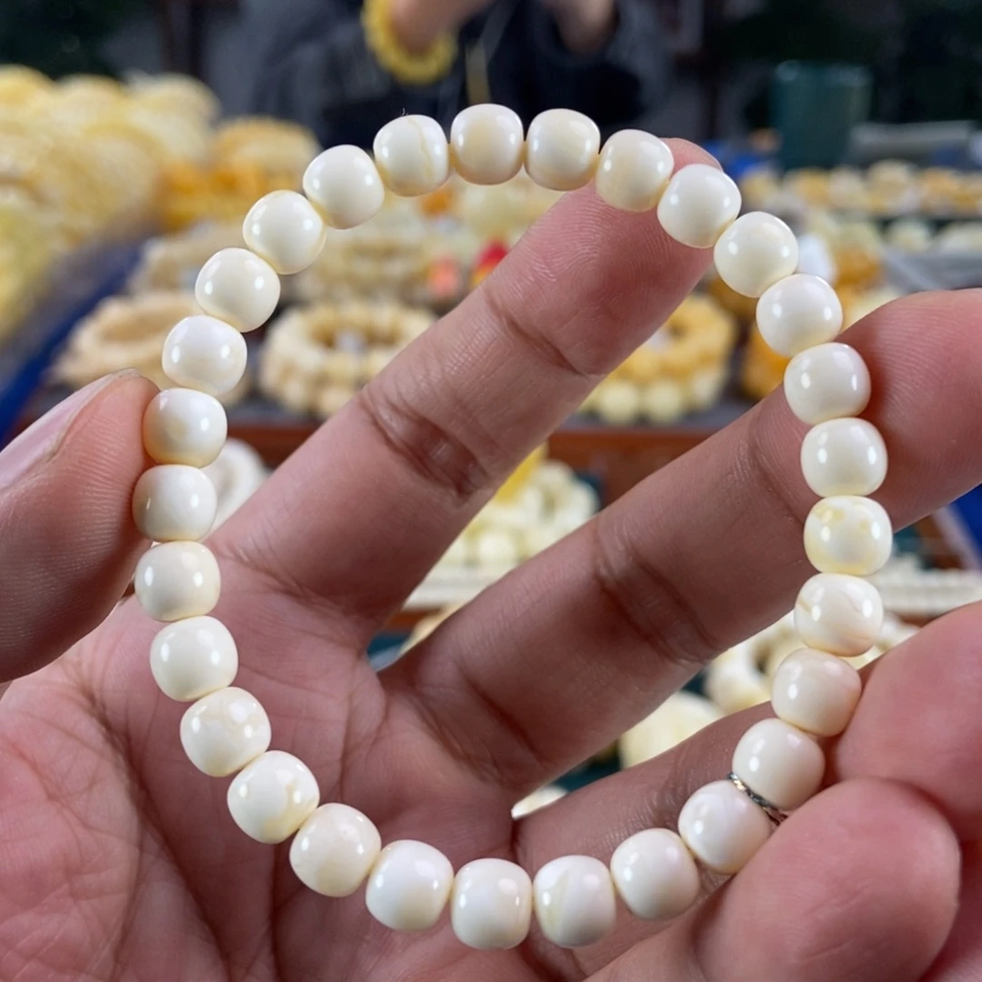 琥珀未镶嵌珠宝奇石7白蜡同料串5.57