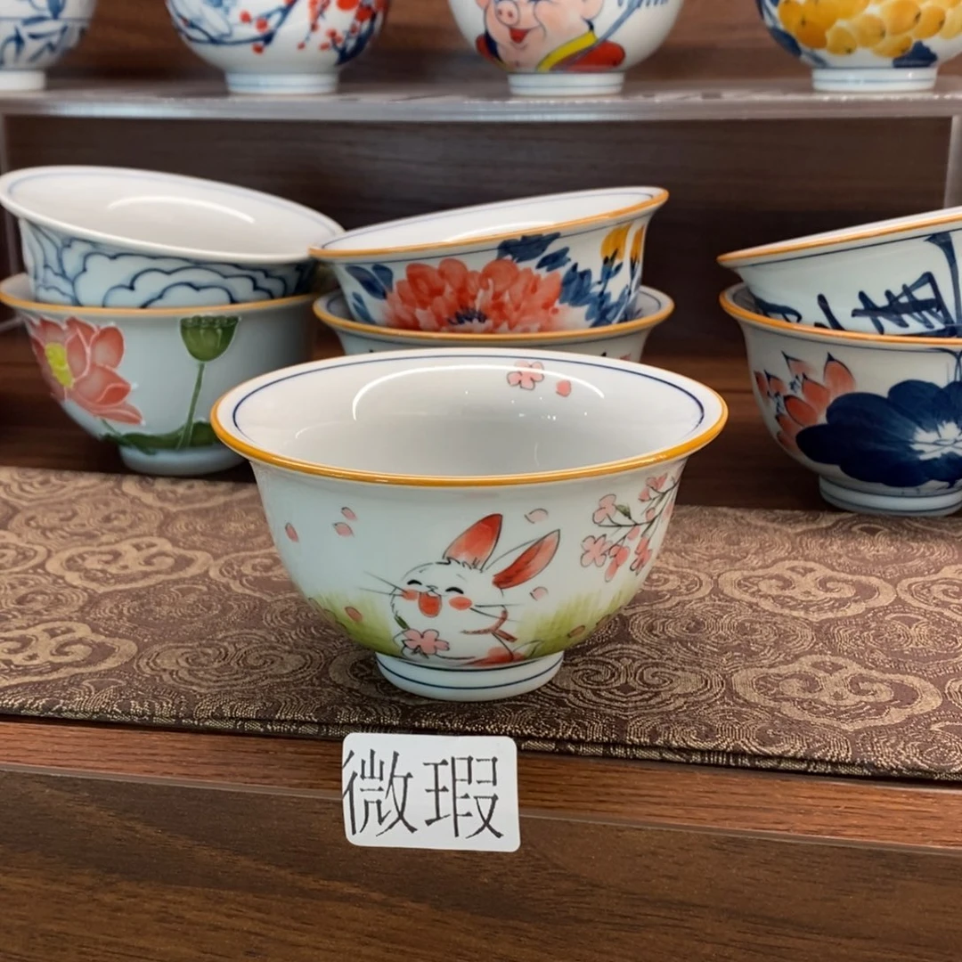 釉下手绘茶具微瑕
