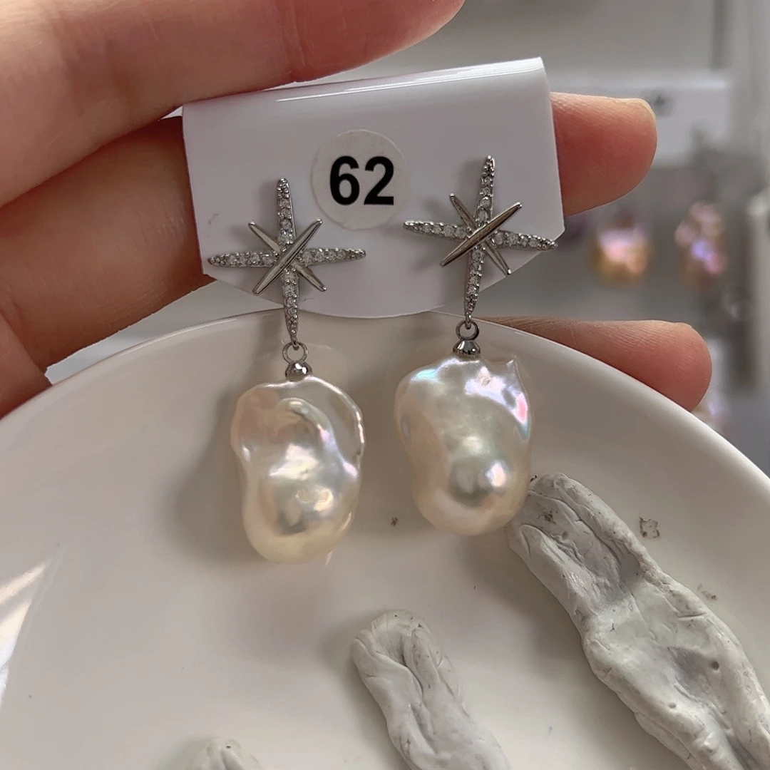 银S925镶嵌淡水珍珠耳饰