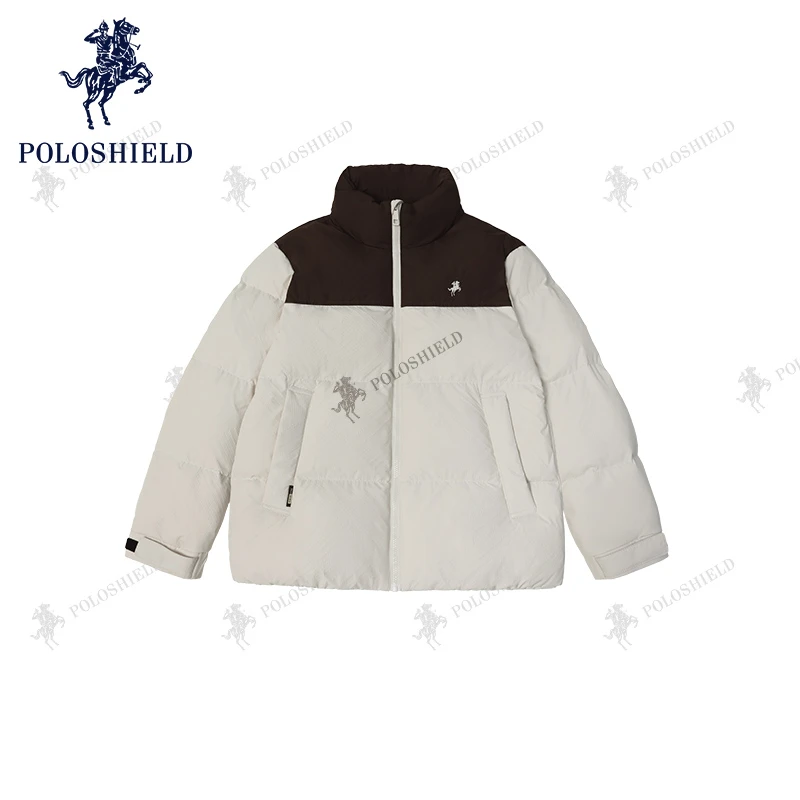 POLOSHIELD保罗希尔德男士冬季撞色90鸭绒羽绒服外套加厚保暖立领