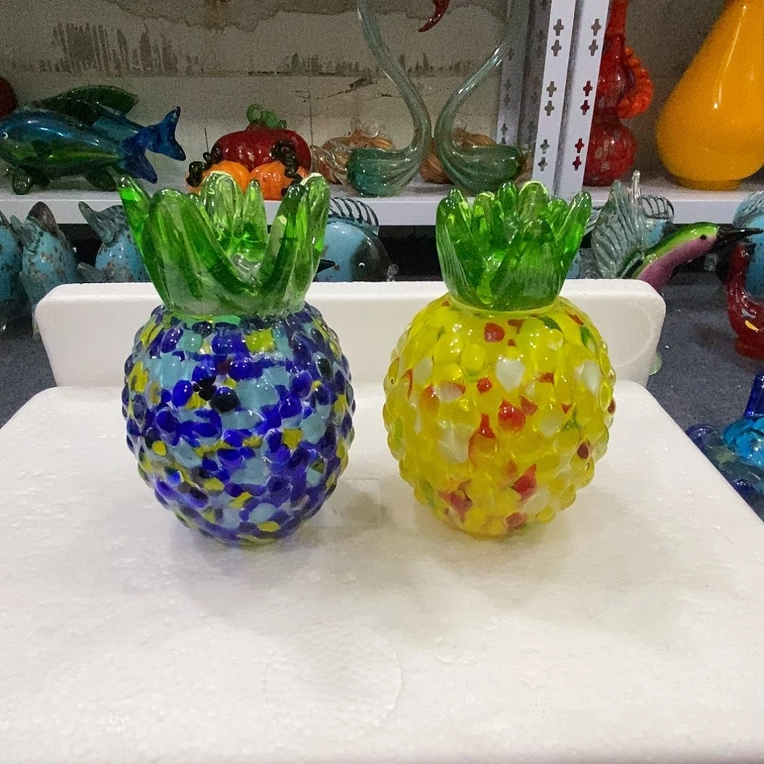 琉璃全品无瑕琉璃菠萝2个-空心