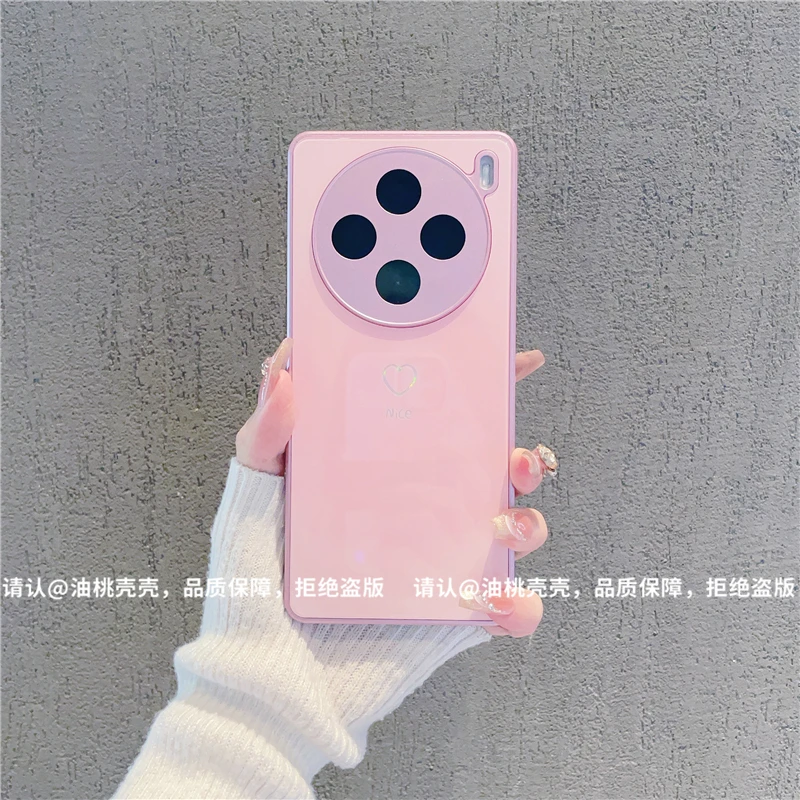 （vivoX100系列）金属烫金玻璃壳适用vivoX100/vivoX100Pro手机壳潮