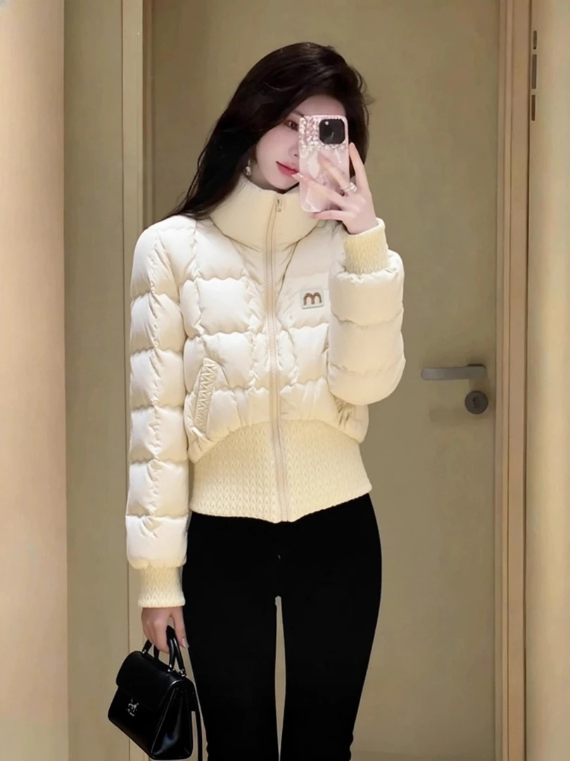 白色立领棉服女冬2025今年流行爆款独特超好看高端小香风棉衣外套