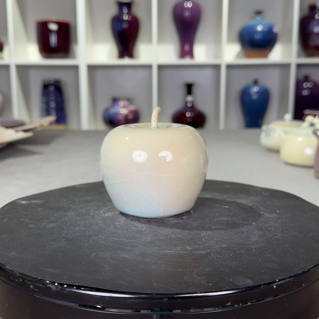 陶摆件福利钧窑苹果玉石釉