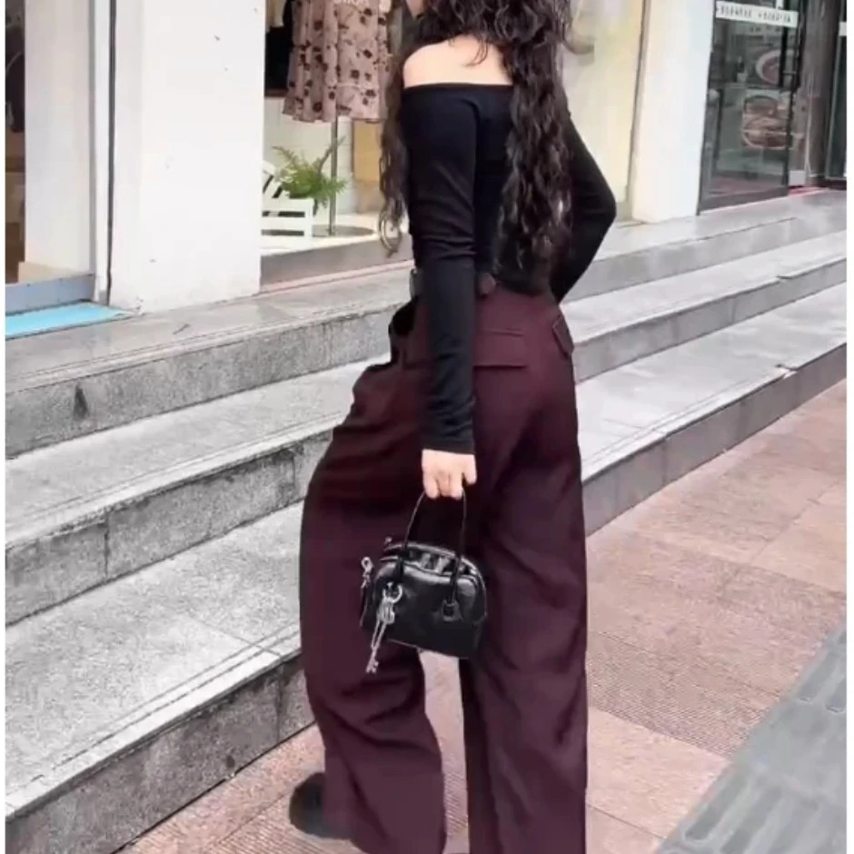 新款时尚女装网红气质爆款赫本风上衣秋冬两件套裤套装洋气一字肩