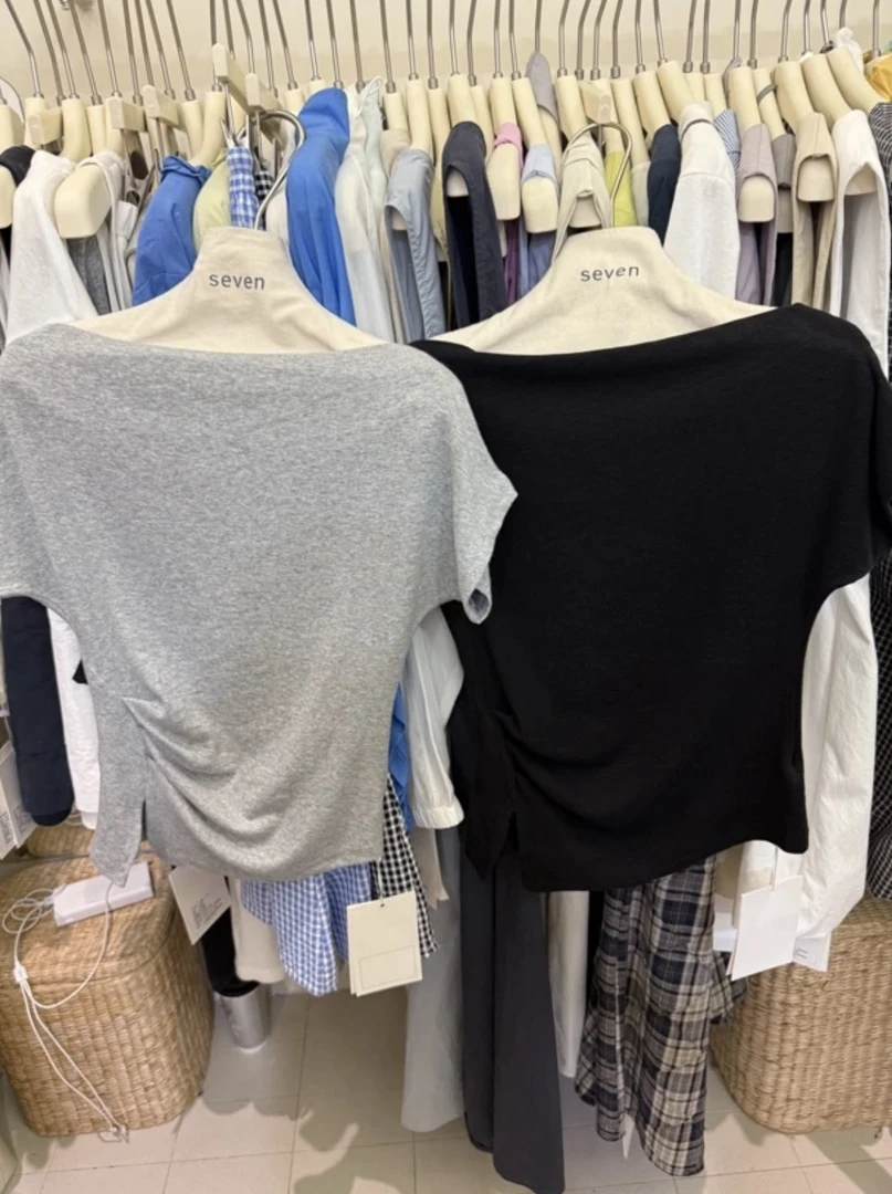 【dd】出片日记 斜肩一字肩上衣短袖