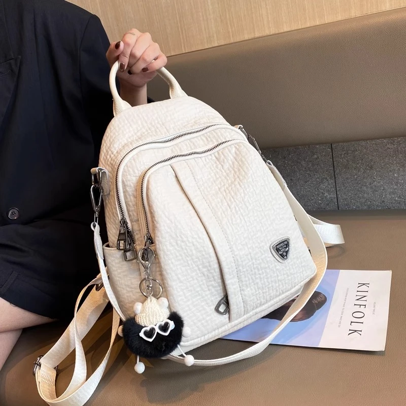 女士大气双肩背包出游2025通勤休闲包包软皮大象纹质感两用单肩包